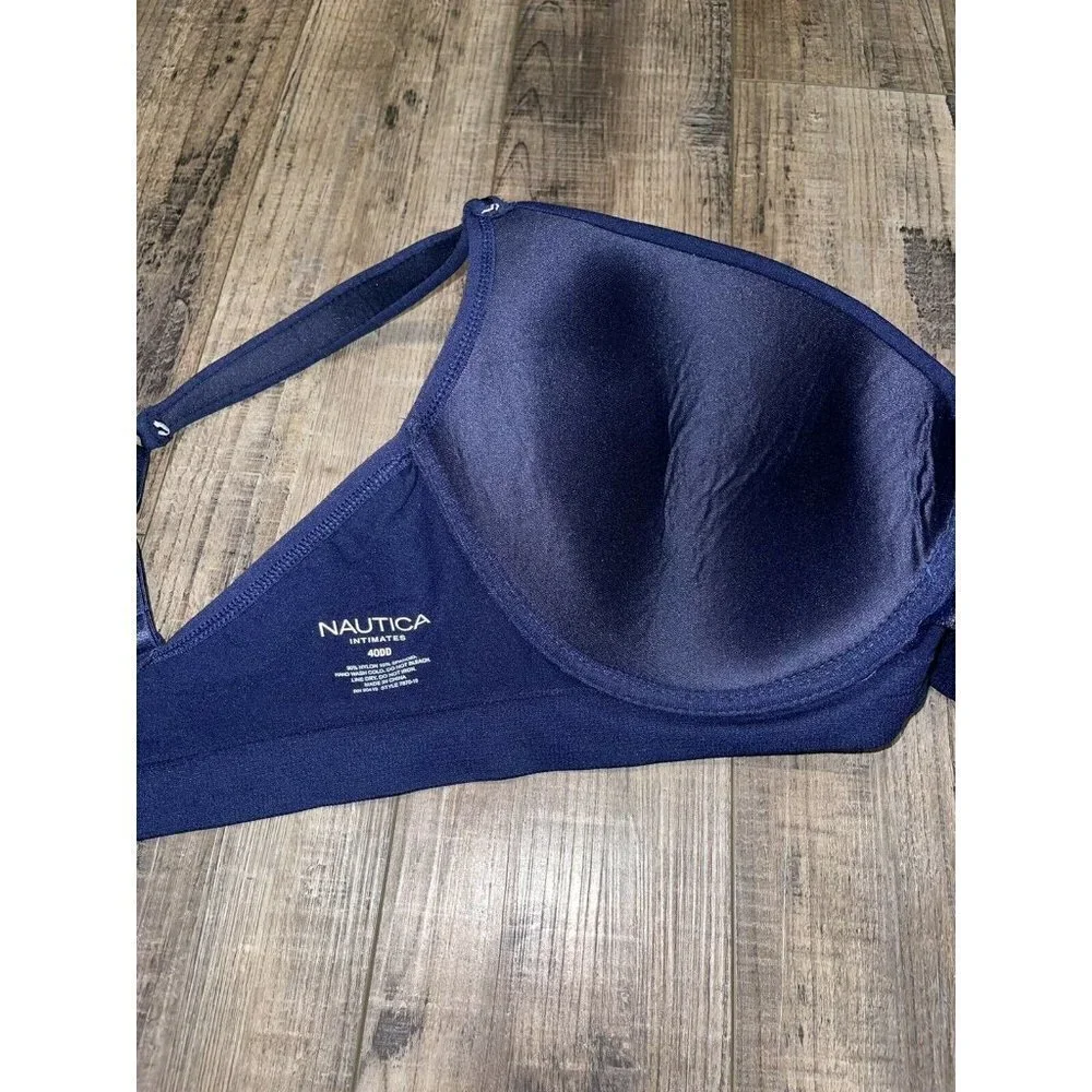 𝅺NAUTICA Intimates Bra 40DD Navy Blue Super Soft & Stretchy EUC (D1)
